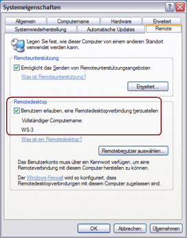 Remote unter XP